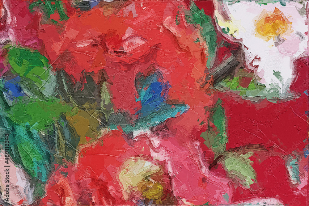 Naklejka premium Abstract beautiful oil painting flower vintage illustration