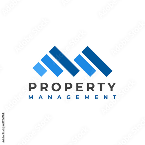 Property management logo vector with house and creative letter M 