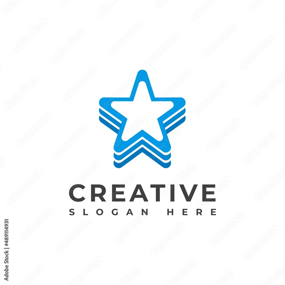 Obraz premium Creative button star layered logo icon vector 