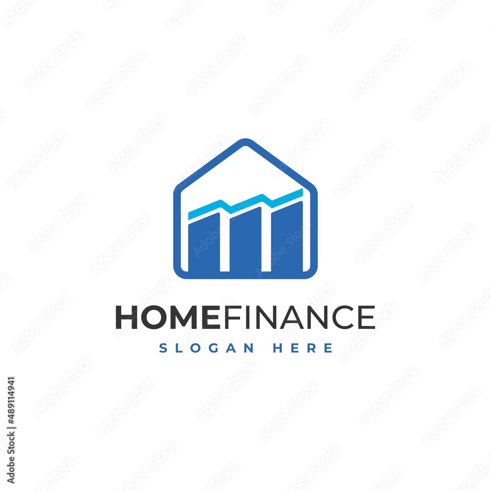House finance chart bar logo icon vector