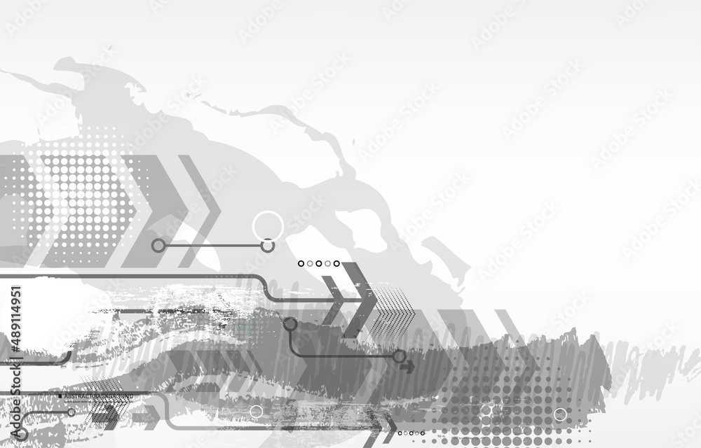 Abstract futuristic illustrator brushes and arrow shape gray color background