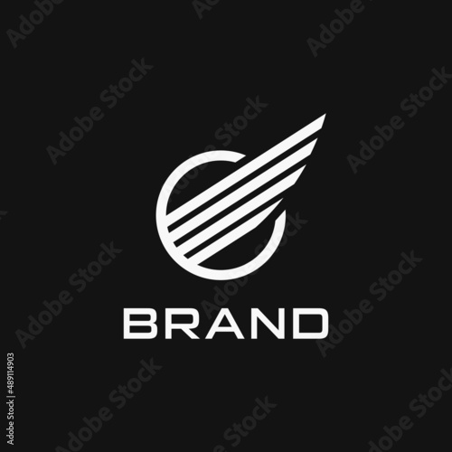 Creative circle with wing logo vector concept