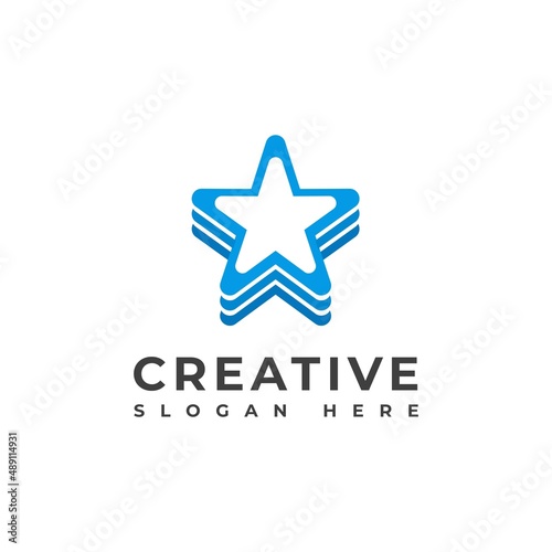 Creative button star layered logo icon vector 