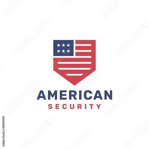 American flag security shield logo vector