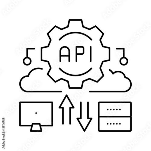 api digital technology line icon vector illustration