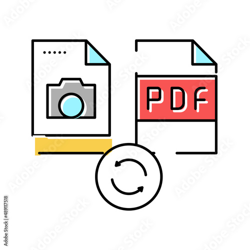 convert photo to pdf file color icon vector illustration