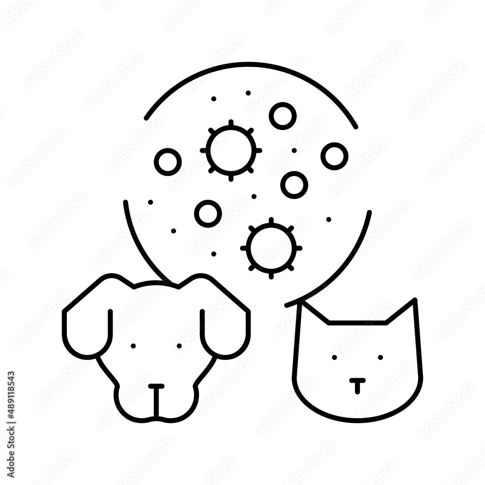 immunizations domestic pets line icon vector illustration
