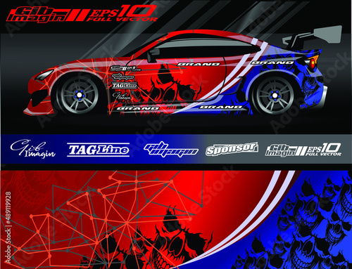 Graphic abstract stripe racing background designs for vehicle, rally, race, adventure and car racing livery.