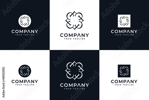 set of letter cf logo creative design