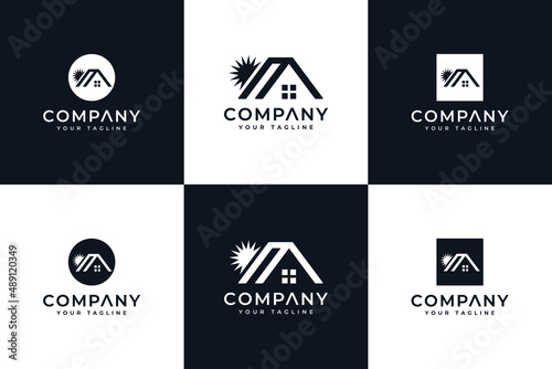 set of roof house logo creative design