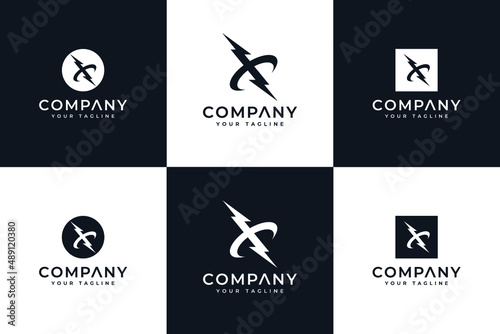 set of letter x bolt logo creative design