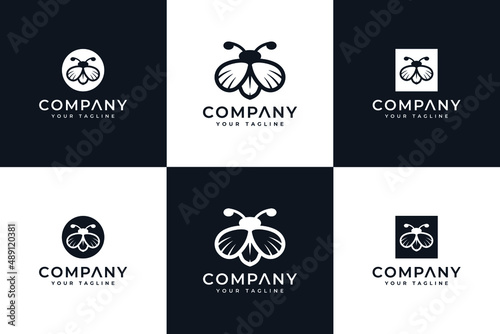 set of bee and bear logo creative design