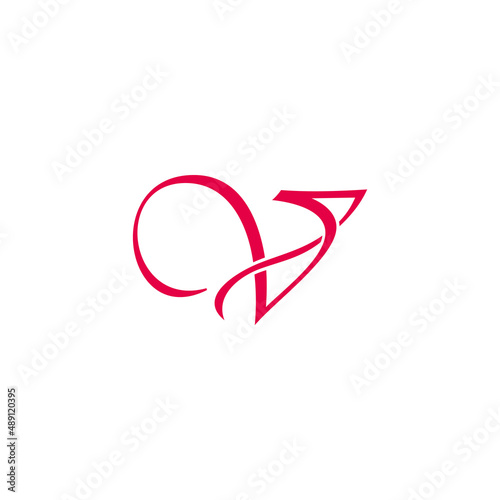 letters v s beauty ribbon signature design logo vector