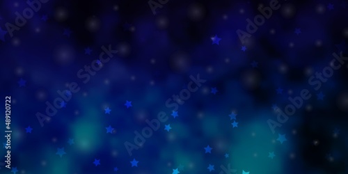 Dark Pink  Blue vector background with colorful stars.