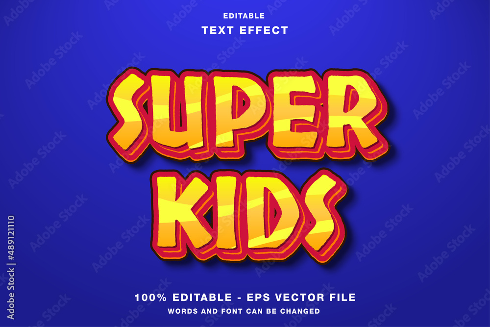 Super Kids 3D Cartoon Editable Text Effect Super Kids 3D Cartoon Editable Text Effect