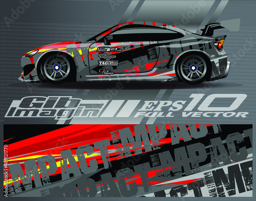 Graphic abstract stripe racing background designs for vehicle  rally  race  adventure and car racing livery.