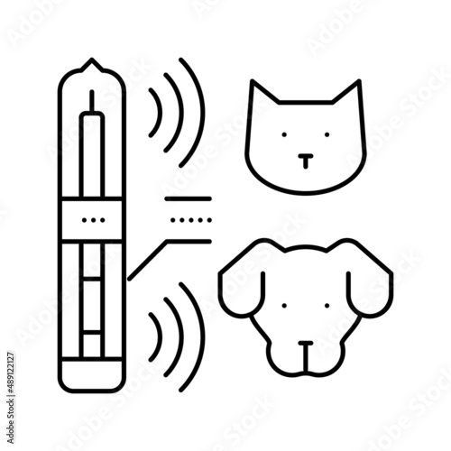 microchipping domestic animal line icon vector illustration