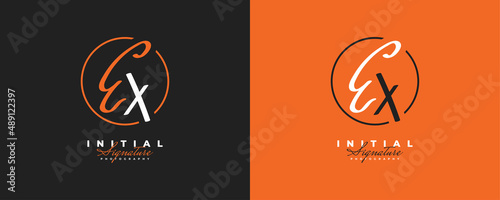 Initial E and X Logo Design with in Elegant and Minimalist Handwriting Style. EX Signature Logo or Symbol for Wedding, Fashion, Jewelry, Boutique, and Business Identity