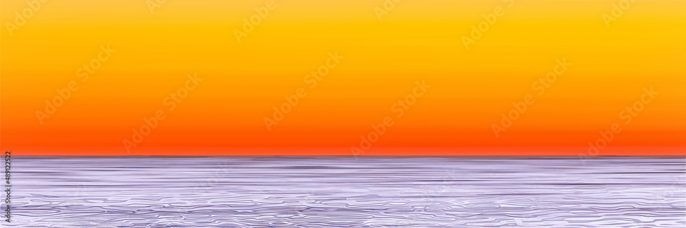 Fantasy on the theme of the sea landscape, summer vacation. The picturesque sunset sky, ripples in the water.