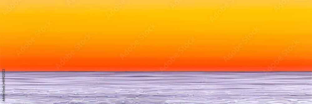 Obraz premium Fantasy on the theme of the sea landscape, summer vacation. The picturesque sunset sky, ripples in the water.