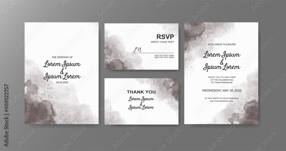 Wedding invitation with abstract watercolor background Wedding invitation with abstract watercolor background