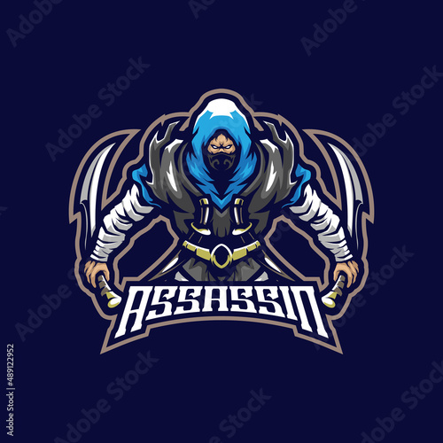 Assassin mascot logo design vector with concept style for badge, emblem and t shirt printing. Assassin illustration for sport and esport team.