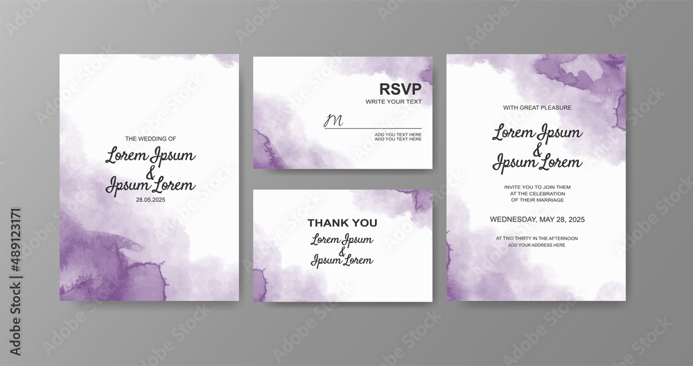 Fototapeta premium Wedding invitation with abstract watercolor background