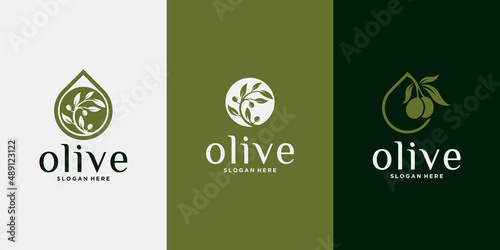 olive oil logo, organic products, collection of beautiful model olive emblems for oil and medicine