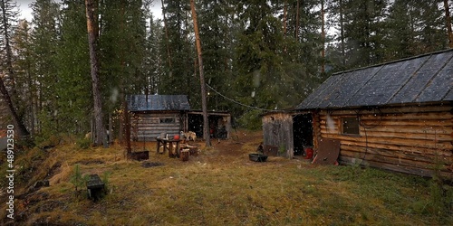 winter quarters in the forest in the taiga