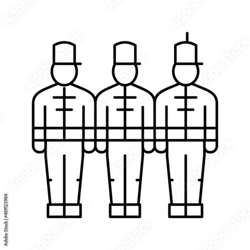 marching people of parade line icon vector illustration