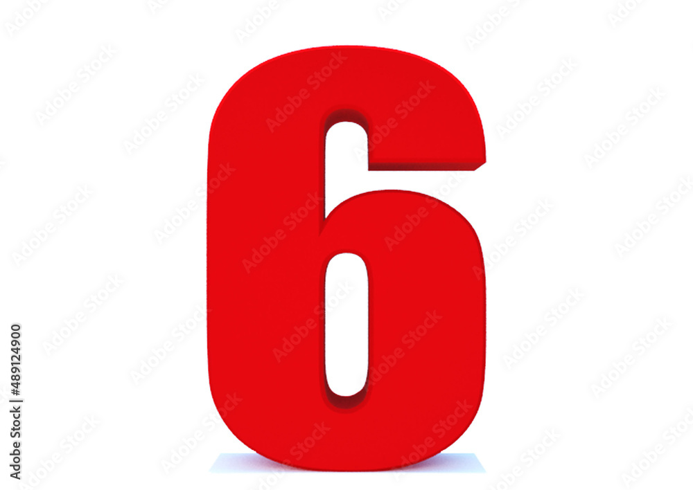 3d Red number 6 isolated on white background 3d Red number 6 isolated on white background