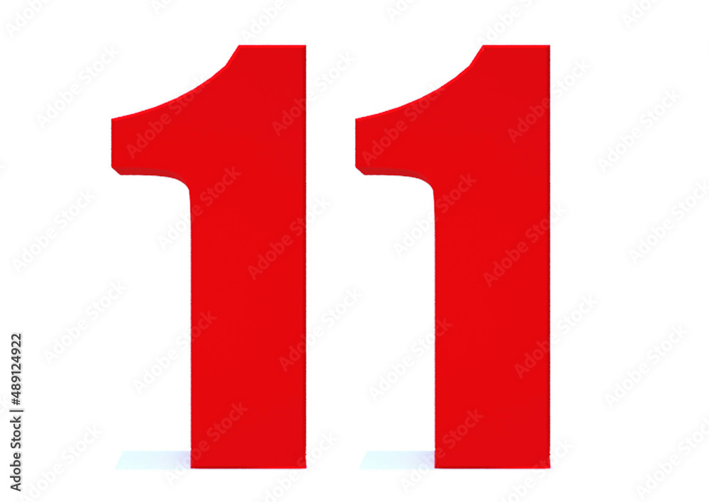 3d Red number 11 isolated on white background 3d Red number 11 isolated on white background