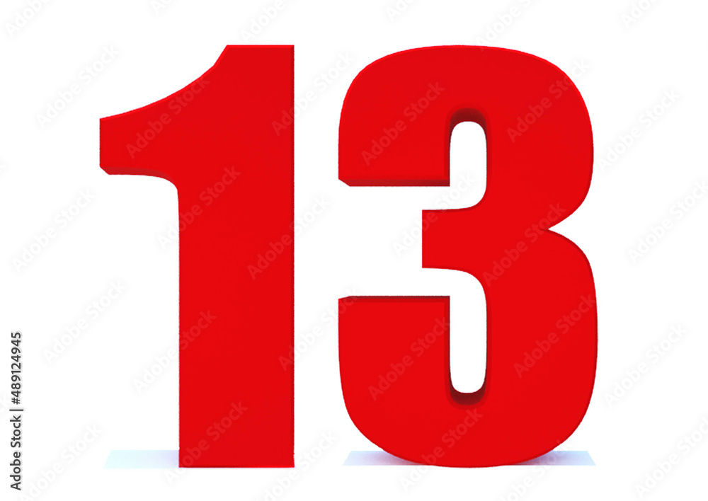 3d Red number 13 isolated on white background 3d Red number 13 isolated on white background