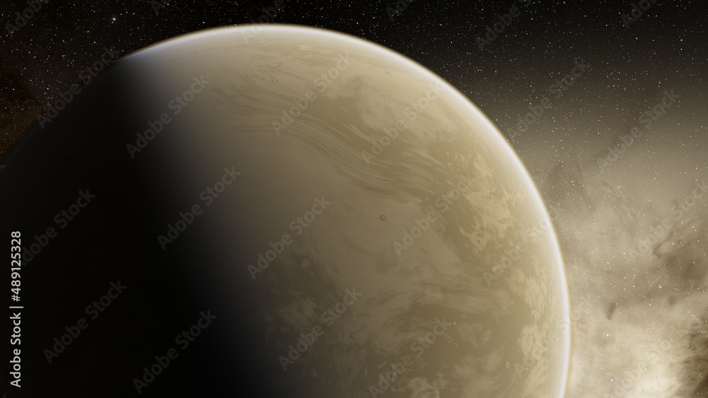 Obraz premium planet suitable for colonization, earth-like planet in far space, planets background 3d render