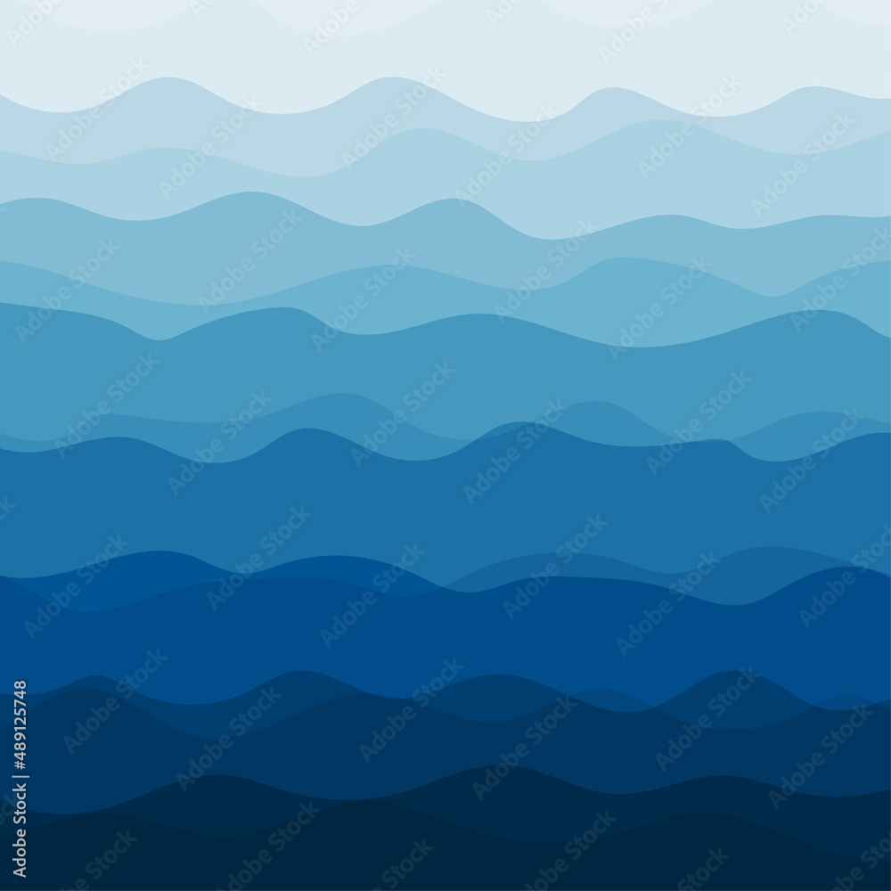Wave blue color. Abstract background design. Vector water flat illustration. pattern aqua sea ocean sky.