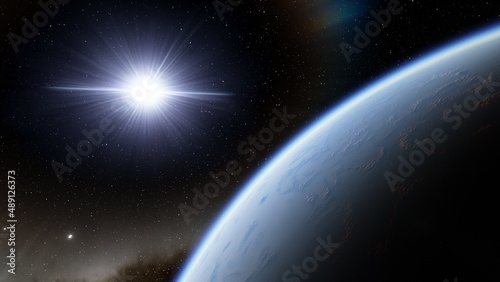 planet suitable for colonization  earth-like planet in far space  planets background 3d render  