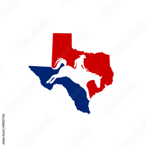 illustration of texas map and cowboy
