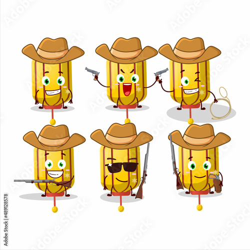Cool cowboy yellow chinese long lamp cartoon character with a cute hat