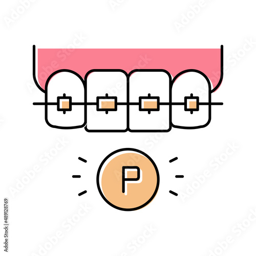 plastic material tooth braces color icon vector illustration