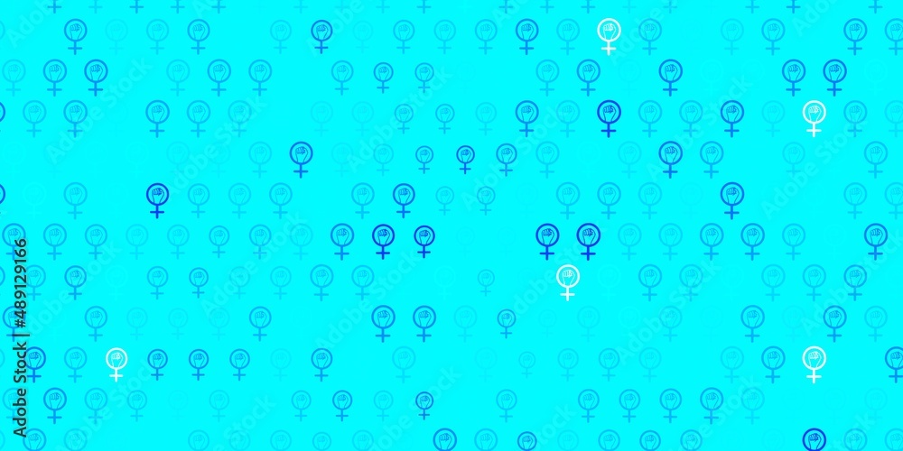 Light BLUE vector background with woman symbols.