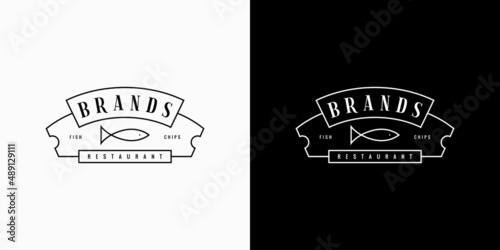 Vintage fish and chips sea food restaurant logo badge template