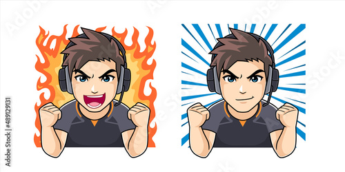 Hype gamer emotion for sticker, badges and streamer vector illustration