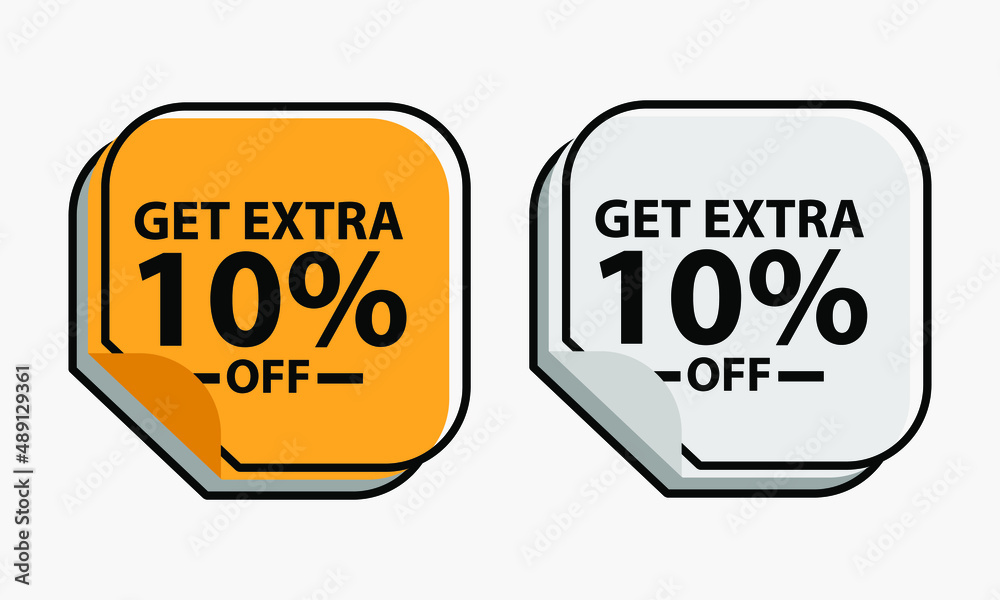 Up to 10 percent Discount. Square sticker with offer message. Sale offer price sign. Special offer symbol. Save 10 percentages. Sticker mockup banner. Discount tag badge shape. Vector design shopping Up to 10 percent Discount. Square sticker with offer message. Sale offer price sign. Special offer symbol. Save 10 percentages. Sticker mockup banner. Discount tag badge shape. Vector design shopping