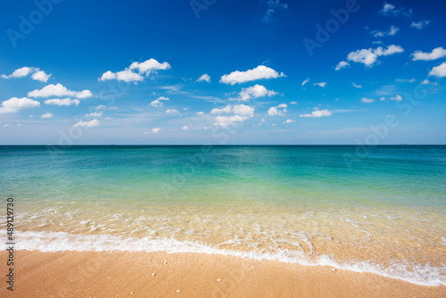 Blue sea and bright sky in the summer of Thai beaches.
