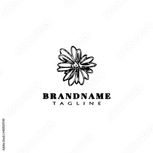 flower logo cartoon icon design template black isolated style illustration © darul