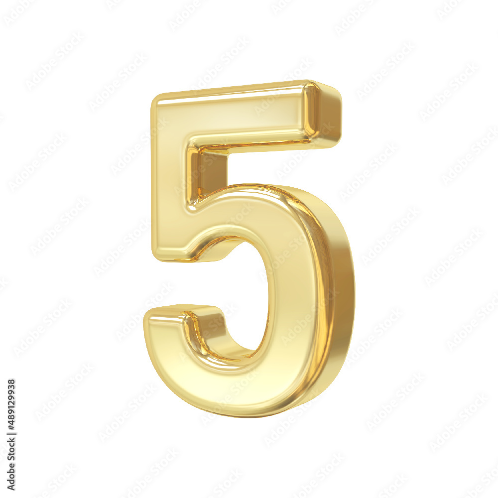 Number 5 Gold 3d luxury Number 5 Gold 3d luxury