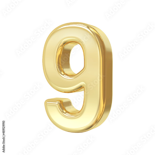 Number 9 Gold 3d luxury