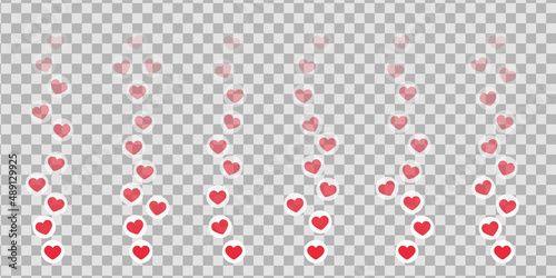 Likes flying up for stories and live streams. Like icons for social media ui. Vector illlustration isolated in transparent background