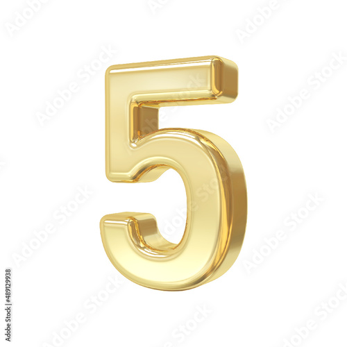 Number 5 Gold 3d luxury