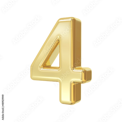 Number 4 Gold 3d luxury